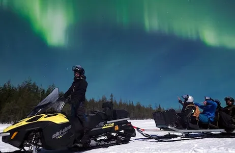 Rovaniemi Ticket Passeio de trenó pela aurora boreal com churrasco na Lapônia