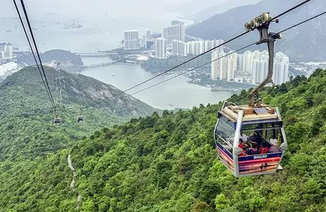 Lantau Island Ticket Teleférico Ngong Ping 1+1: cabine padrão unidirecional + cabine cristal unidirecional