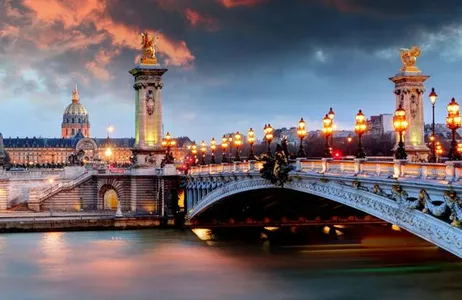 Paris night lights from an open-top bus