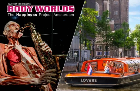 Amsterdam Tour Body Worlds: O Projeto Felicidade e cruzeiro de 1 hora pelo canal